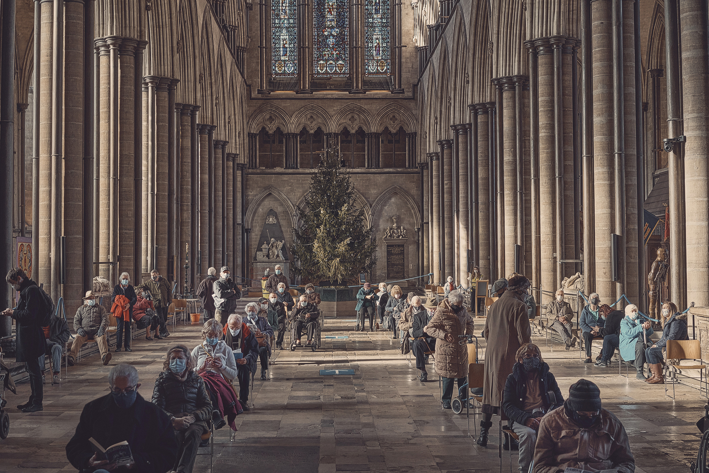 Salisbury Cathedral functions as a COVID-19 vaccination site in Salisbury, England, on Jan. 23, 2021.