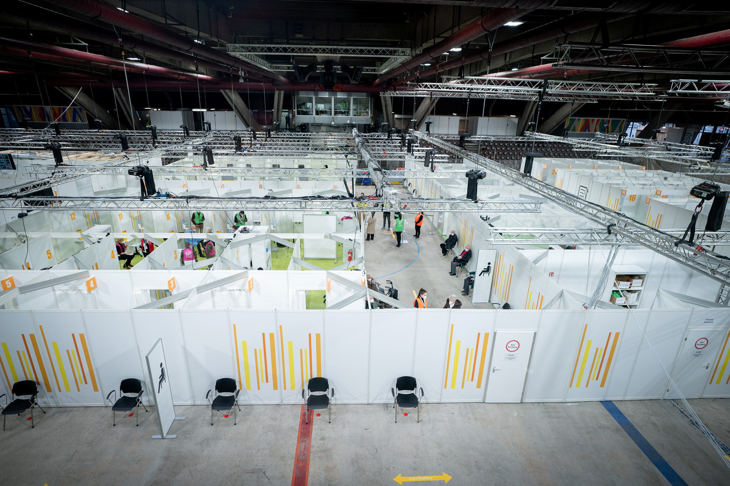 A view of a temporary COVID-19 vaccination center in the Erika-Hess ice stadium in Berlin on Jan. 14, 2021.