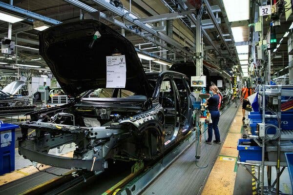 A Volvo assembly line in Gothenburg, Sweden. the plan to merger Volvo with Geely Auto raised concerns across the country that Volvo would lose its Swedish identity.