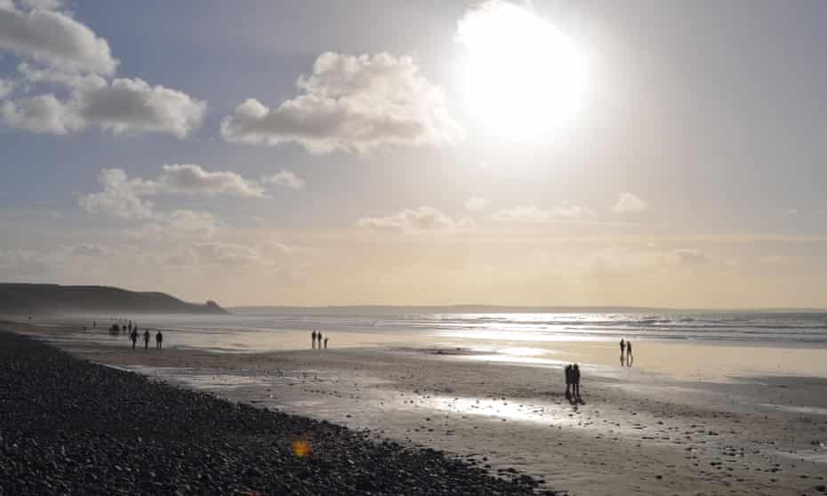 Newgale beach, Pembrokeshire, in winter sunshine