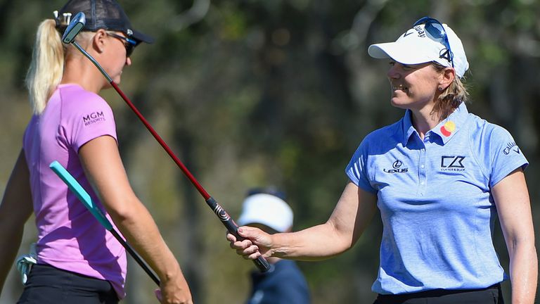 Sorenstam (right) played alongside fellow Swede Anna Nordqvist 