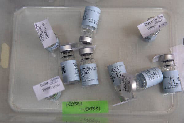 Empty vials of the Johnson &amp; Johnson vaccine at a hospital in South Africa.