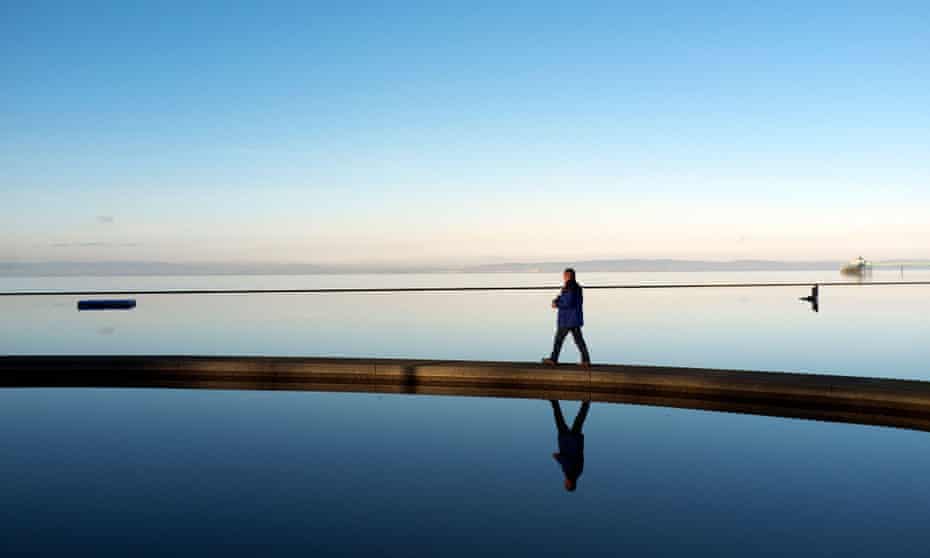 A walkway across the Marine Lake, Clevedon.