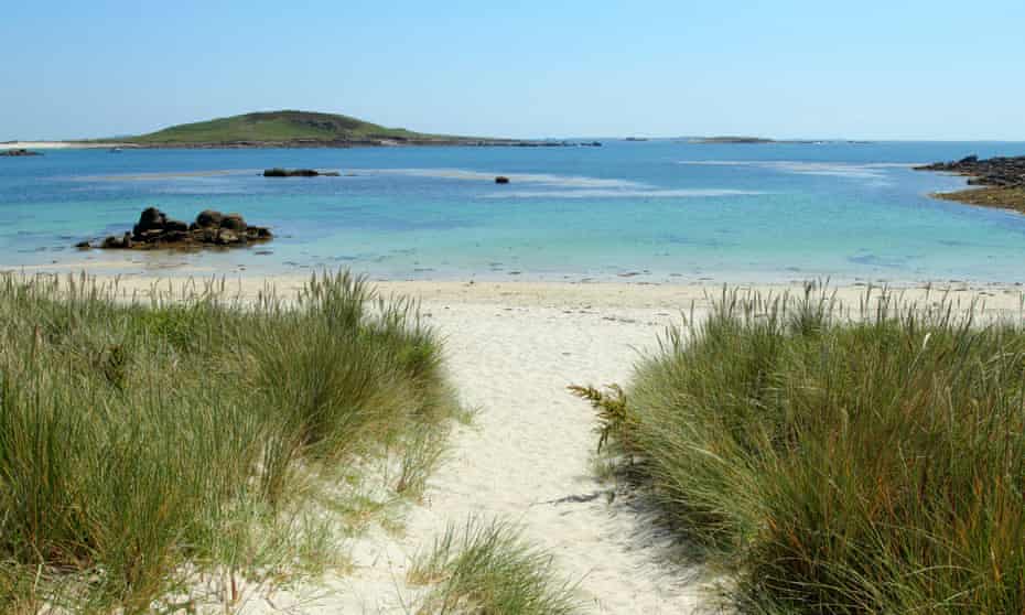 Path to Rushy Bay beach in Bryher, Isles of Scilly.