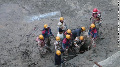 Search and rescue teams in Chamoli district after an avalanche on Febrary 7, 2021. 