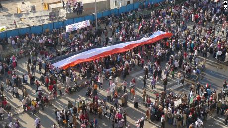 Massive crowds throng Cairo&#39;s Tahrir Square during the Arab Spring in February 2011.