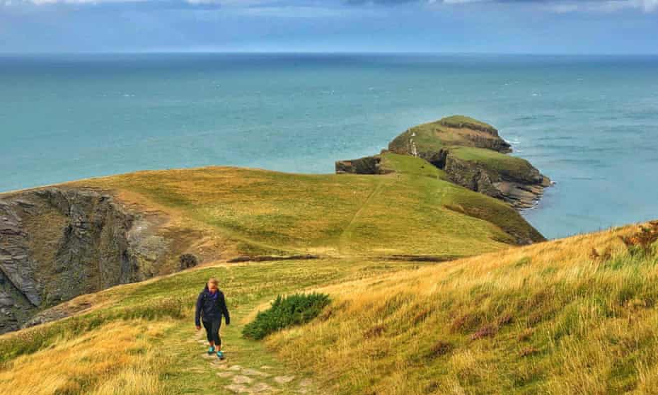 Walking up from Ynys Lochtyn , Ceredigion, West Wales,