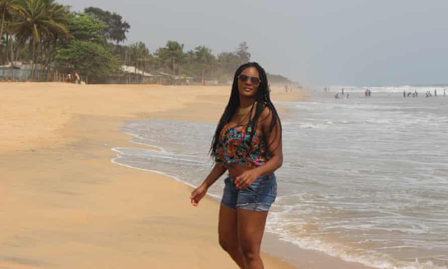 Vanessa Bolosier on the beach in Ghana.