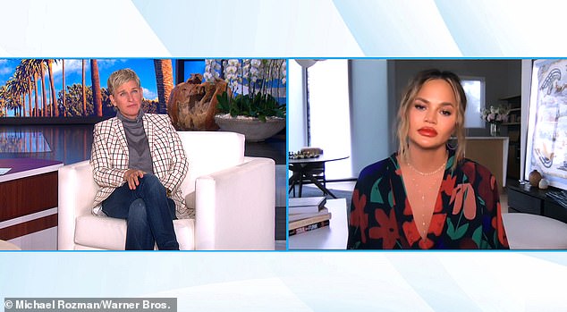 Moving on: Earlier in February, Ellen DeGeneres called Chrissy 'super brave' for sharing the unvarnished photos from the hospital, which Chrissy said seemed 'like so long ago'