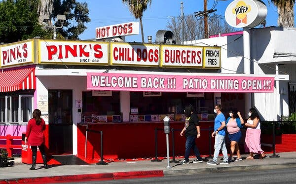 A hot dog vendor in Los Angeles reopened on Monday after being closed for two months. The restaurant has been in business since 1939.