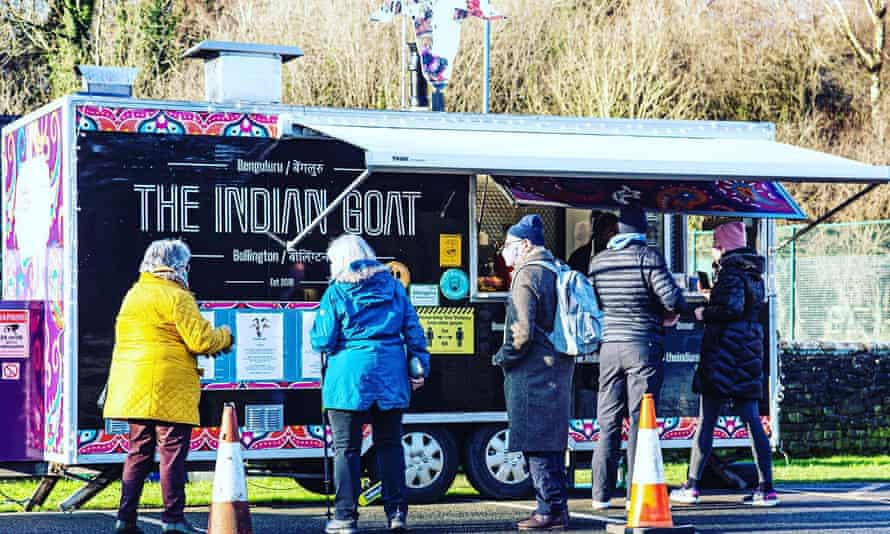 Queue at the Indian Goat food truck, Bollington