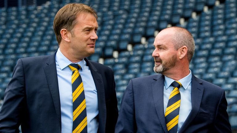 21/05/19 .HAMPDEN PARK - GLASGOW .Steve Clarke is unveiled as the new Scotland head coach at Hampden alongside the SFA chief executive Ian Maxwell