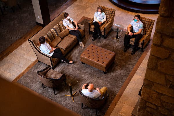 Employees at Juniper Village, a nursing home in Bensalem, Pa.