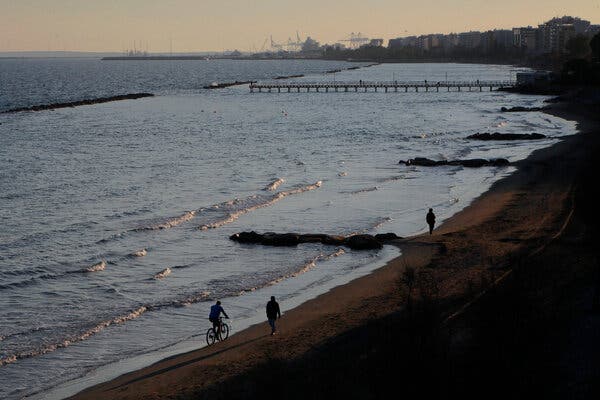 A beach in Limassol, Cyprus, on Thursday. Some European nations with economies that are heavily reliant on tourism have pushed for a vaccine certificate program to help open up international travel.