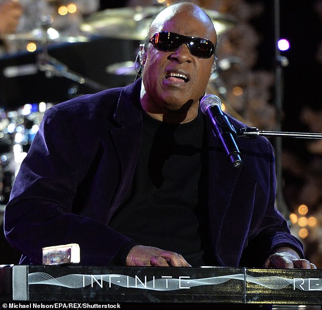 As seen onstage: Three years ago Stevie Wonder also threw himself into the debate, calling the claims against Bruno 'bulls***' in an interview with TMZ