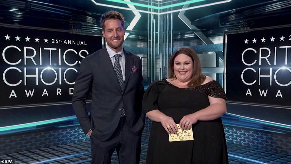 Us: This Is Us stars Justin Hartley and Chrissy Metz presented the award for Best Actor in a Comedy Series, which was won by Jason Sudeikis for Ted Lasso