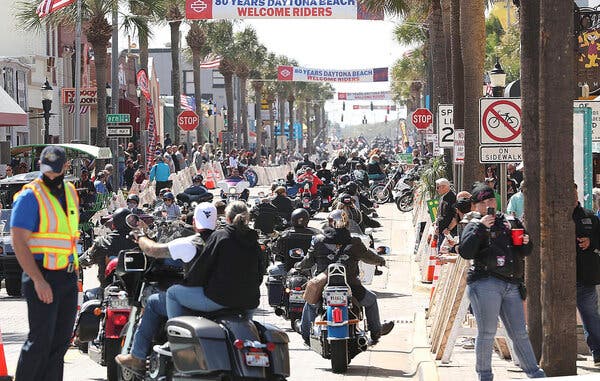 Main Street in Daytona Beach, Fla., this week. Some fear a superspreader event in the making. 