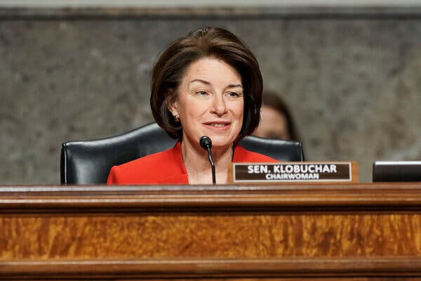 Senator Amy Klobuchar is the chairwoman of the Senate antitrust subcommittee, which will examine modernizing century-old antitrust laws.