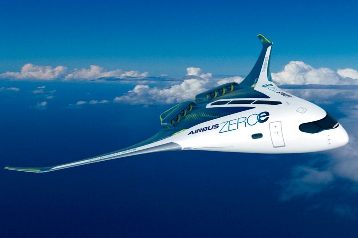 An artist's impression of the ZEROe Airbus concept aircraft: "The next generation of aircraft will have virtually no impact on the environment."