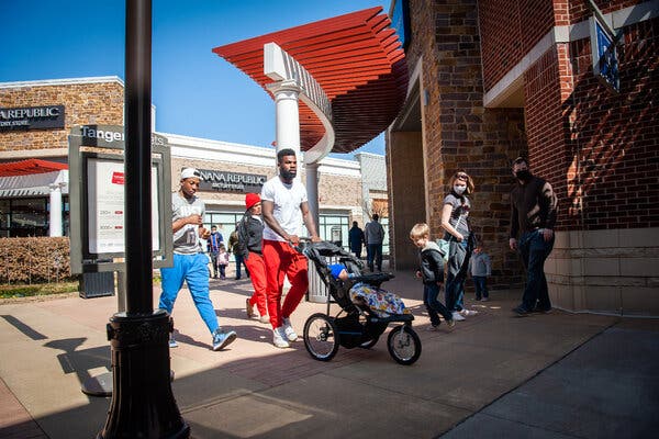 Shoppers in Southaven, Miss. Higher spending seems almost certain in the months ahead as vaccinations prompt Americans to get out and about, deploying savings.