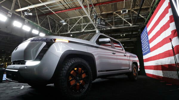 The electric Endurance pickup truck made by Lordstown Motors. An investment firm claimed the company had inflated the number of orders for its pickup trucks.