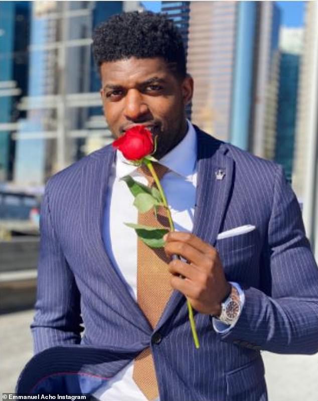 Replacement: Acho who found fame in the summer after his Instagram series Uncomfortable Conversations With A Black Man went viral is taking Harrison's place for the After The Final Rose special; pictured February 27