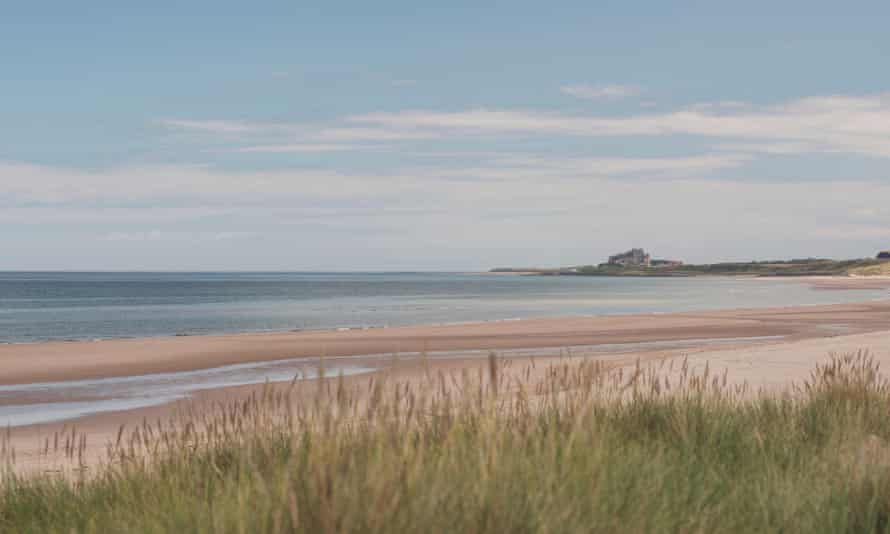 The View from Ross Back Sands looking towards Bamburgh Castle, Northumberland, UK