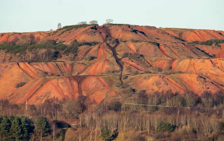 Greendykes shale bing, Broxburn, West Lothian, Scotland, UK.