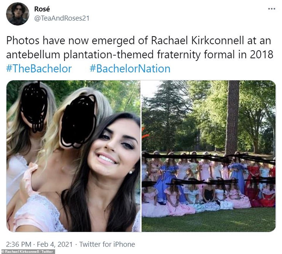 Photos surfaced of contestant Rachael Kirkconnell at a plantation-themed party in 2018 as well as a history of liking photos with the Confederate flag