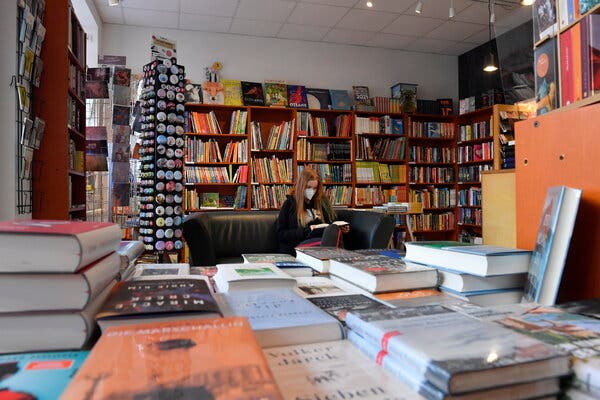 A reopened bookstore after a monthslong lockdown in Dresden, Germany, this month.