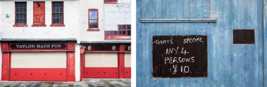 Taylor Made Fun, amusement arcade facade in Scarborough and (r) the crazy golf hut on North Bay.