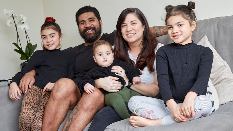 Mose Masoe, Carissa Crews and their three young children