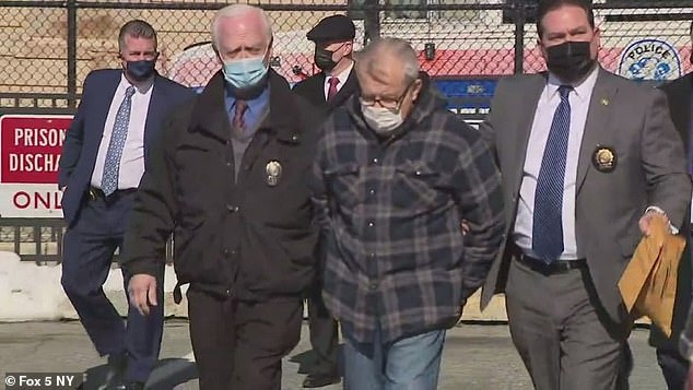 Polevich is pictured in handcuffs after turning himself in to the Nassau County police on Wednesday morning, days after the fatal crash