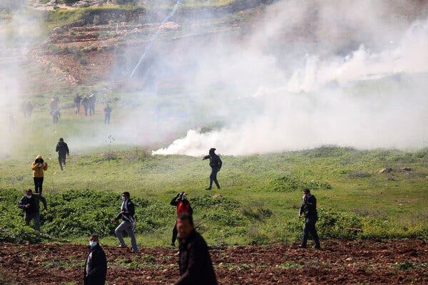 A demonstration against an Israeli settlement near Nablus in the occupied West Bank this month. The prospect of a final status agreement between Israel and the Palestinians remains dim, regardless of the Israeli election outcome.