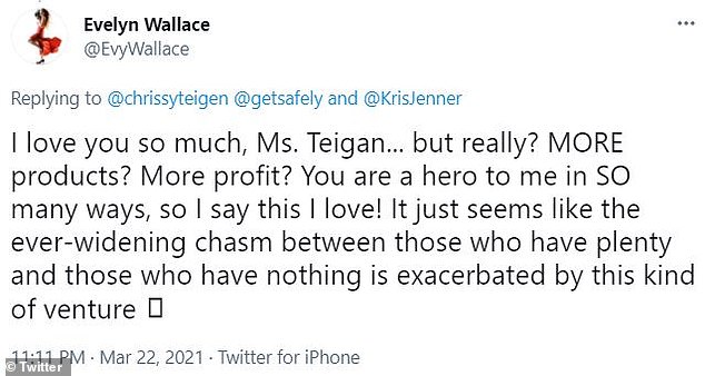 'You are a hero to me in SO many ways, so I say this I love! It just seems like the ever-widening chasm between those who have plenty and those who have nothing is exacerbated by this kind of venture'