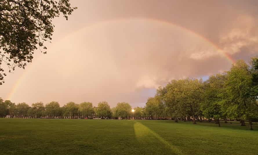 A rainbow above Highbury Fields in April 2020. A protest at the park put gay rights in the news in 1970.