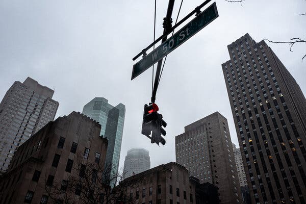 Office buildings in Manhattan have remained quiet as about 90 percent of their workers continue working remotely.