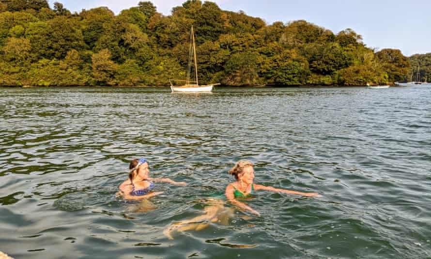 Swimmers in the water near Trelissick