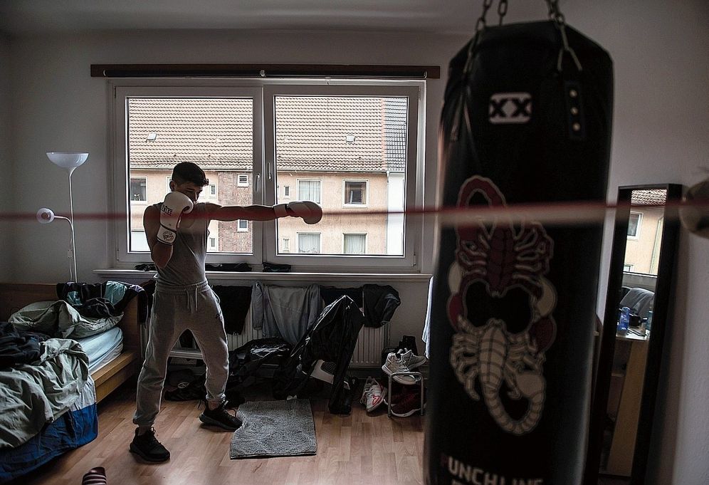 Nasir has bought himself a punching bag and boxing gloves.