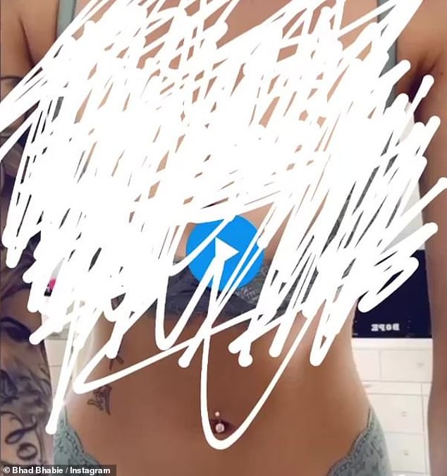 Suggestive: In her Instagram Stories she shared a screenshot of one of her OnlyFans videos with her chest and panties scribbled over, as if she were in a state of undress