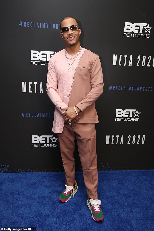 Overly protective: The couple previously sparked controversy when T.I. admitted to taking his teenage daughter to the gynecologist ensure she was still a virgin; seen in February 2020