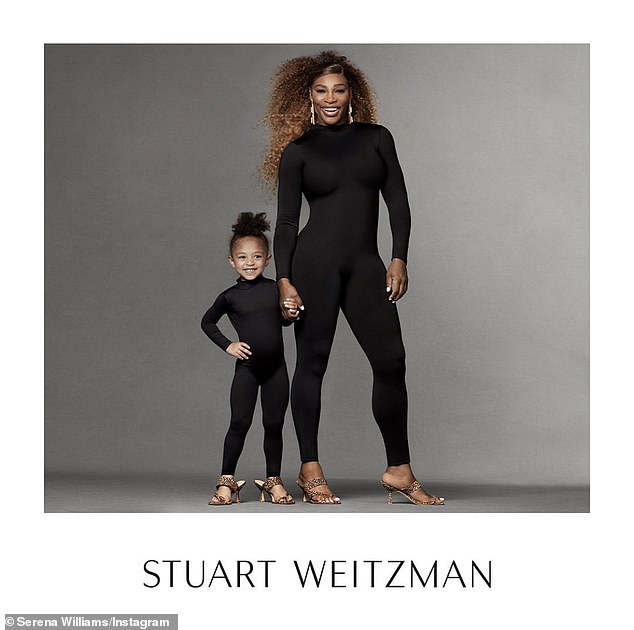 Model moment: This comes after Williams and her daughter starred in Stuart Weitzman's Footstep To Follow campaign. They rocked matching black catsuits to model the luxury brand's new range of mom-and-daughter bodysuits