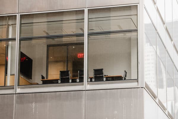 An empty conference room in New York, which is among the cities with the lowest rate of workers returning to offices.