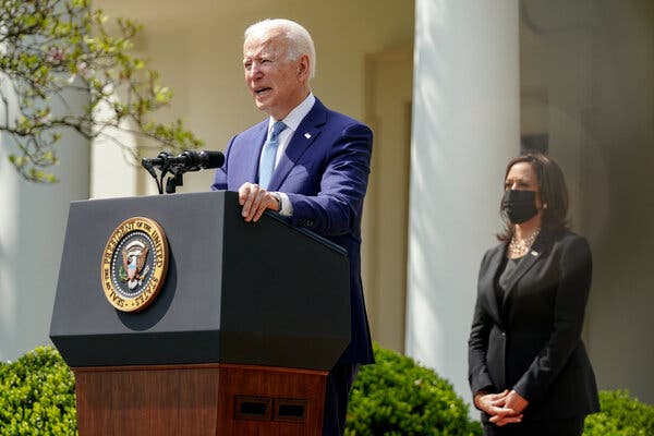 President Biden and Vice President Kamala Harris during a White House appearance on Thursday.