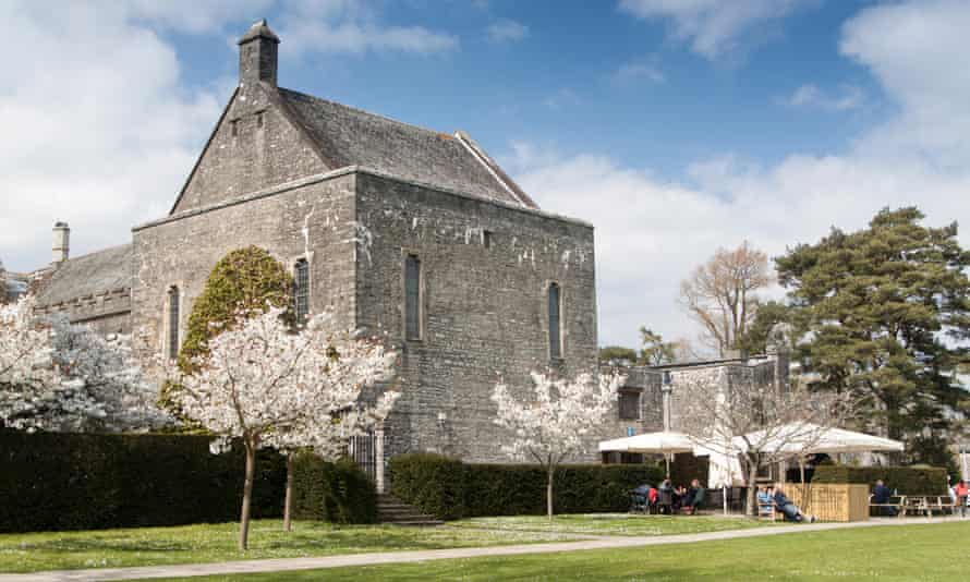 White Hart bar and gardens of Dartington hall Totnes