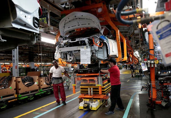 A General Motors assembly line for the Chevrolet Bolt electric vehicle. A dispute between two South Korean battery makers threatened the future of a plant in Georgia.