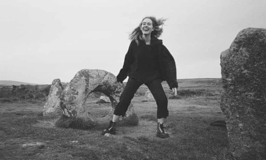 Writer Lamorna Ash at Men-an-Tol, a bronze age monument in west Cornwall