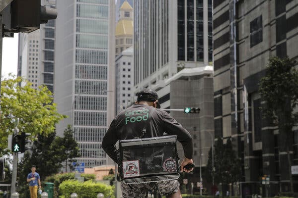 A Grab food delivery rider in Singapore.