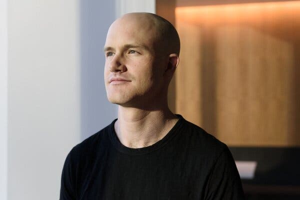 Brian Armstrong, co-founder and chief executive of Coinbase, at the company’s office in San Francisco in 2017.