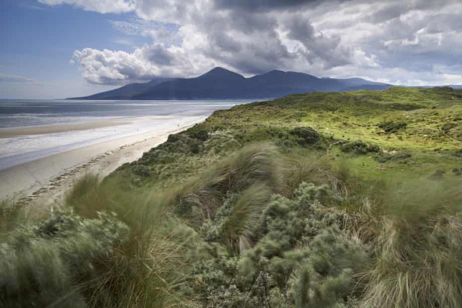 View to the Mourne mountains from Murlough national nature reserve, County Down, Northern Ireland.